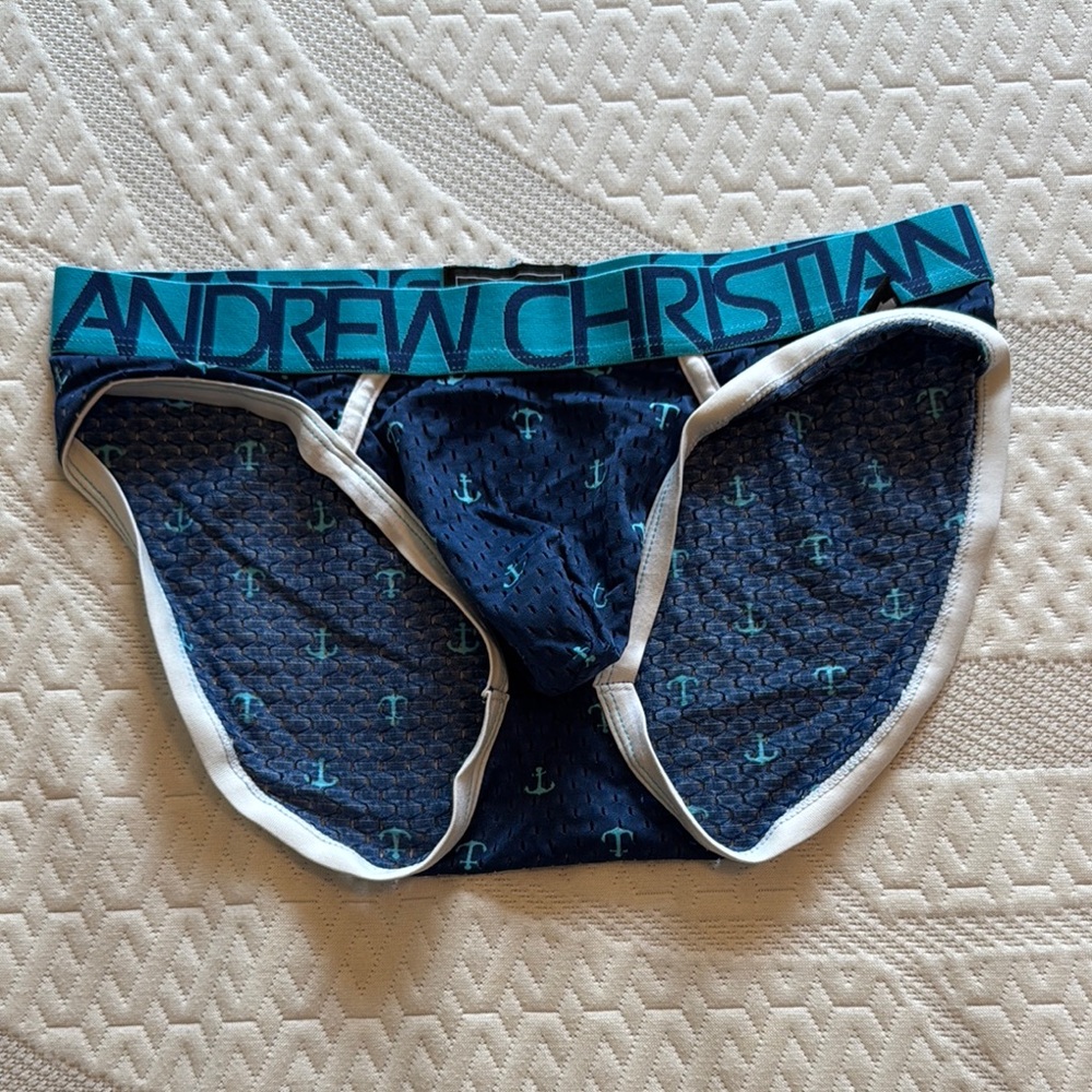 Andrew Christian Men's Blue Anchor Briefs